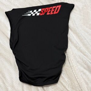 SHEIN Black Tank Top with Red and White "SPEED" Graphic